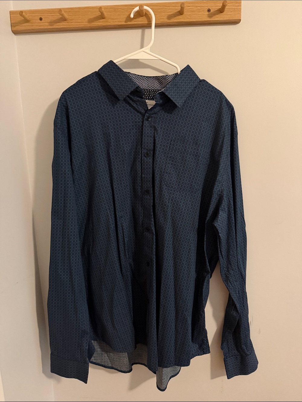 Men's Dark Blue Micro-Pattern Dress Shirt